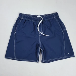Vintage Y2K Nike Swim Trunks Shorts Men's Size XL Blue Lined Embroidered Swoosh - Picture 1 of 13