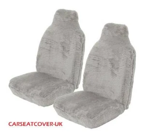 For Honda Insight (2000-05) Grey Sheepskin Faux Fur Car Seat Covers - 2 x Fronts - Picture 1 of 6
