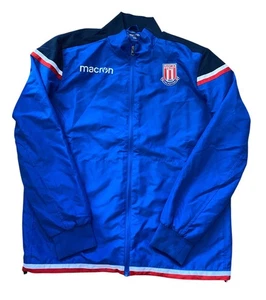 Stoke City Football Full Zip Rain Jacket Blue Macron Drill Training Size XXL - Picture 1 of 9