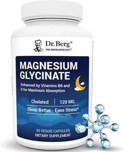Dr. Berg Magnesium Glycinate with Vitamin D, B6 & Zinc 90 Count (Pack of 1) - Picture 1 of 9