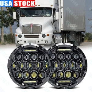 2 faros LED halo negros redondos de 7 pulgadas haz alto 280 W para Freightliner Century - Imagen 1 de 8