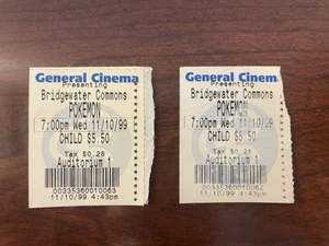 Pokémon Movie Ticket Stubs - Pair - Nov 10, 1999 - Bridgewater - Picture 1 of 4