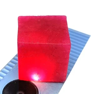 IGL Certified 95 Ct Dyed Natural Red Ruby Cube Cut Rough Loose Gemstone 5ANA - Picture 1 of 10