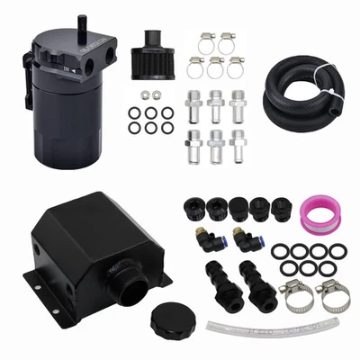 Универсальный алюминиевый комплект канистр для улавливания масла резервуар бак + бак радиатора охлаждающей жидкости 1 л - Изображение 1 из 4