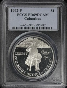 1992-P $1 Proof Columbus Quincentenary Commem Silver Dollar PCGS PR 69 DCAM - Picture 1 of 4