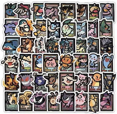 Anime Style Pixel Cartoon MINI Stickers 100pk Poke Mon Characters FREE SHIPPING - Image 1 of 4