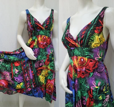 Vintage JAMS WORLD Florentine Multicolor Abstract Floral Midi Dress -Size M- EUC - Image 1 of 4