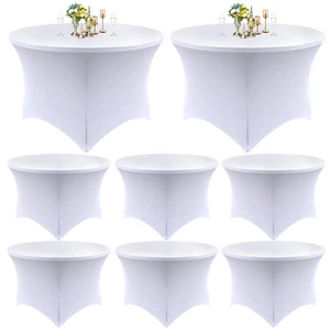 Paquete de 8 - Falda de mesa redonda blanca (60" de diámetro x 30" de alto) para mesas de 5 pies | Poli... - Imagen 1 de 8
