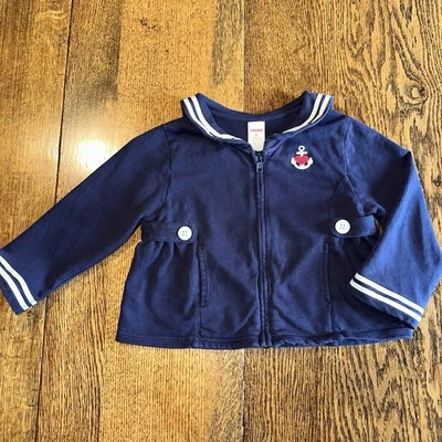 复古 Y2K Gymboree Bon Voyage 水手上衣 3 3T 全拉链夹克刺绣航海 — 第 1/4 张图片