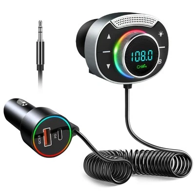 SWEETONE Trasmettitore FM Bluetooth 5.3 per Auto, [Bassi & Hi-Fi Stereo] Bluetooth Auto C