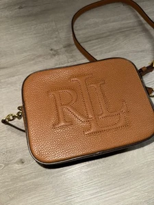 Lauren Ralph Lauren Shoulder Bag Brown Leather Bag - Foto 1 di 7