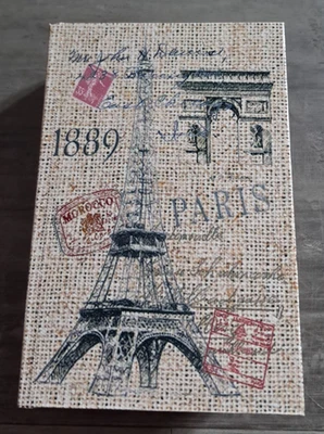 Small Paris France Eiffel Tower Design Decorative Faux Book Secret Storage Box - Image 1 of 4