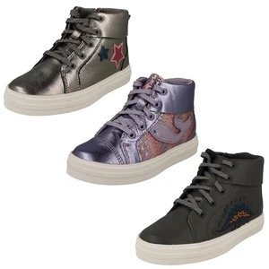 Bottes En Cuir À Lacets Et À Glissière Pour Enfants Clarks Nova City - Picture 1 of 28