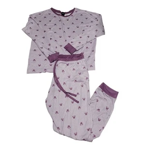 Disney Minnie Mouse Pajamas Womens Medium Purple Soft Long Sleeve Drawstring - Picture 1 of 10