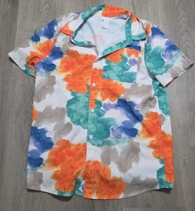 Boys All In Motion Button Up Shirt Youth XL 14 Hawaiian Camp Pastel Colors - Picture 1 of 4