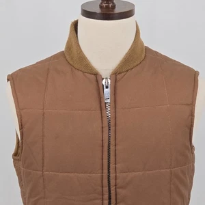 Vintage 70s Pioneer Wear Quilted Nylon Vest Men's 36 Tan Western Cowboy - Picture 1 of 8