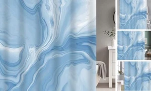 Marble Shower Curtain, Abstract Modern Shower 72"W x 72"L (Pack of 1) Blue - Picture 1 of 8