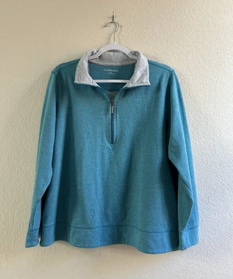 Suéter Pullover Croft & Barrow Mujer Plus Azul 1/2 Cremallera Manga Larga Talla 1X Usado en Excelente Condición Foto 1 de 4