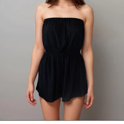 NUEVO CON ETIQUETAS ASOS Mameluco Talla 6 Negro Bandeau Corbata Espalda Abierta Sin Tirantes Playa Encubrimiento Retro Foto 1 de 4