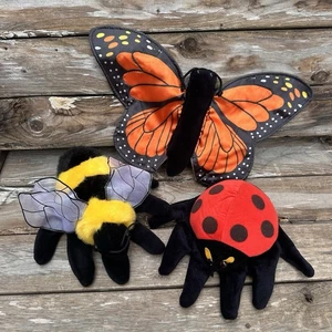 Vintage Folkmanis Folktails Bumblebee Monarch Butterfly Ladybug Insect Puppet - Picture 1 of 10
