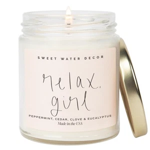 , Relax Girl, Peppermint, Cedar, Clove, and Eucalyptus Scented Soy Wax Candle... - Picture 1 of 8