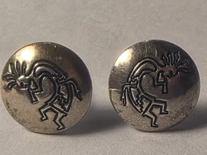 VINTAGE NATIVE AMERICAN STERLING SILVER KOKOPELLI  SMALL STUD EARRINGS FREE SH! - Picture 1 of 22