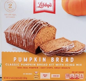 Libby's Classic Pumpkin Bread Kit with Icing 57.75oz Easy, Real Pumpkin Makes 2 - Picture 1 of 1