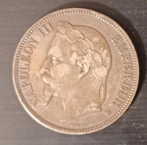 1869-BB Frankreich 5 Francs Silbermünze - Bild 1 von 2