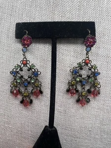 Sorrelli signed earrings crystal dangle Rhinestone Chandelier regal elegant Drop - Picture 1 of 12