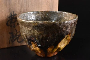 U5938: Japanese Old Mino-ware TEA BOWL Green tea tool w/signed box Tea Ceremony - Picture 1 of 12