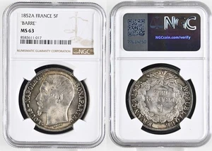 Frankreich - Napoleon - 5 Francs 1852 A - NGC MS 63 - Bild 1 von 1