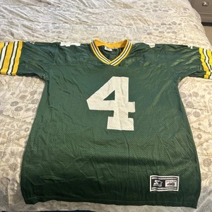 Vintage Starter Green Bay Packers Brett Favre #4 Size M Nylon NFL Green Jersey - Picture 1 of 6