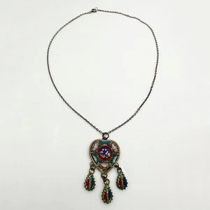 VINTAGE / ANTIQUE ITALIAN MICRO MOSAIC LOVE HEART NECKLACE - Picture 1 of 5