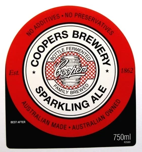 Coopers Brewery COOPERS BREWERY SPARKLING ALE beer label AUSTRALIA 750ml #R2680 - Picture 1 of 1