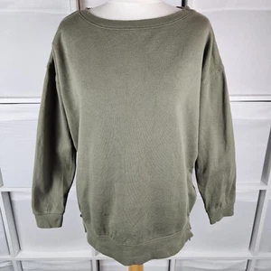 John Lewis Khaki Green Sweatshirt Size 12 Zip Detail Jumper Relaxed Fit - Picture 1 of 14