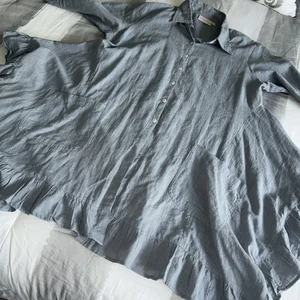 The Paper Lace Duster Button Up Jacket Lagenlook Grau Flachs Boho Large - Bild 1 von 5