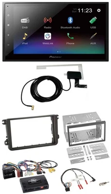 Pioneer DAB Lenkrad Bluetooth 2DIN USB Autoradio für VW T6 15-19 52pin schwarz - Bild 1 von 4