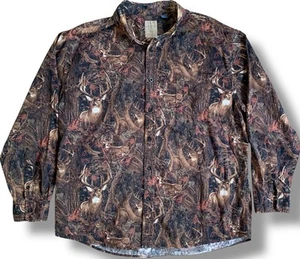 Legacy Falls Outfitters Brown Whitetail Deer Men's XL Button Down Hunting Shirt - Picture 1 of 9