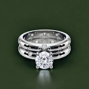 18k White Gold Ring 1.40 Ct Round Cut Lab Created Diamond IGI Certified - Picture 1 of 14