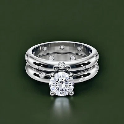 18k White Gold Ring 1.40 Ct Round Cut Lab Created Diamond IGI Certified - Image 1 of 4