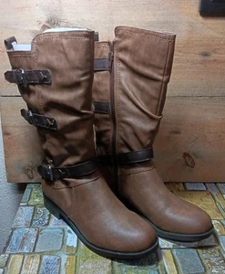 Indigo Rd Boots Women's 7.5M Ainsley Brown Zip Buckle Accents P4 - Picture 1 of 7
