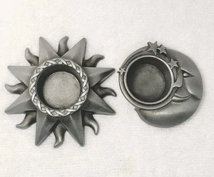 Pewter Sun, Star & Man In The Moon Votive Tea Light Candle Holders Boho - Picture 1 of 11