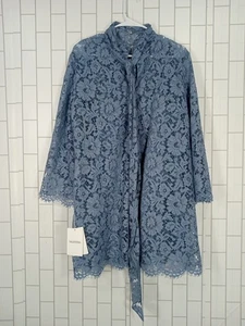 Mini corbata de vestir Valentino azul gris de encaje, talla 42 Nuevo con etiquetas - Imagen 1 de 7
