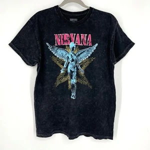 Nirvana In Utero Black Acid Wash Graphic Band Tee Large NWOT - Picture 1 of 7