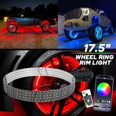 17.5" RGB Color Changing Remote + APP Multi-function LED Wheel Rings Rim Lights - Image 1 of 4