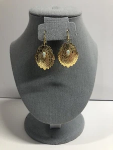 NEW Handcrafted Golden Feather Opal Hypoallergenic Made In USA Jewelry Earring - Picture 1 of 3