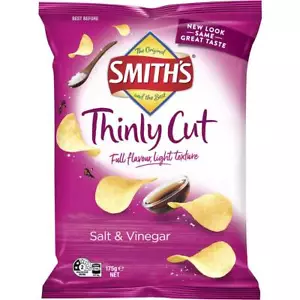 Smiths Thinly Cut Salt and Vinegar Potato Chips Pack 175g - Picture 1 of 2