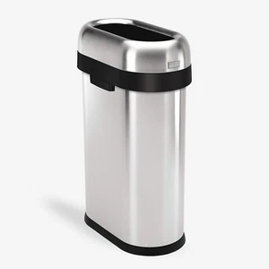 simplehuman Pattumiera 50L Slim Lattina Aperta Qualità Prestige ACCIAIO INOX SPAZZOLATO - NUOVA - Foto 1 di 10
