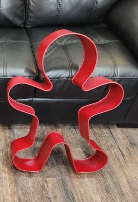 29" Large Red Metal Gingerbread Man Cookie Cutter Wall Decor Christmas Holiday - Image 1 of 4