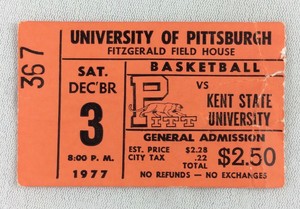 1977 12/03 Kent State at Pittsburgh Basketball Ticket Stub-Larry Harris